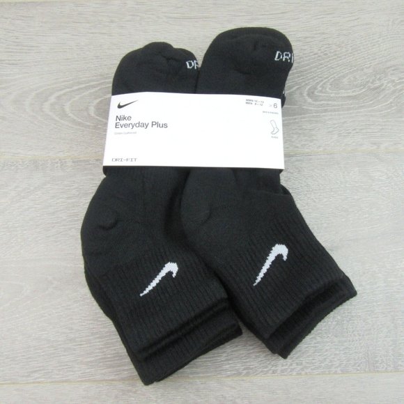 Nike Everyday Plus Cushioned Ankle Socks 6 Pack Mens Size 8-12 Black Dri-Fit NEW - Picture 2 of 9
